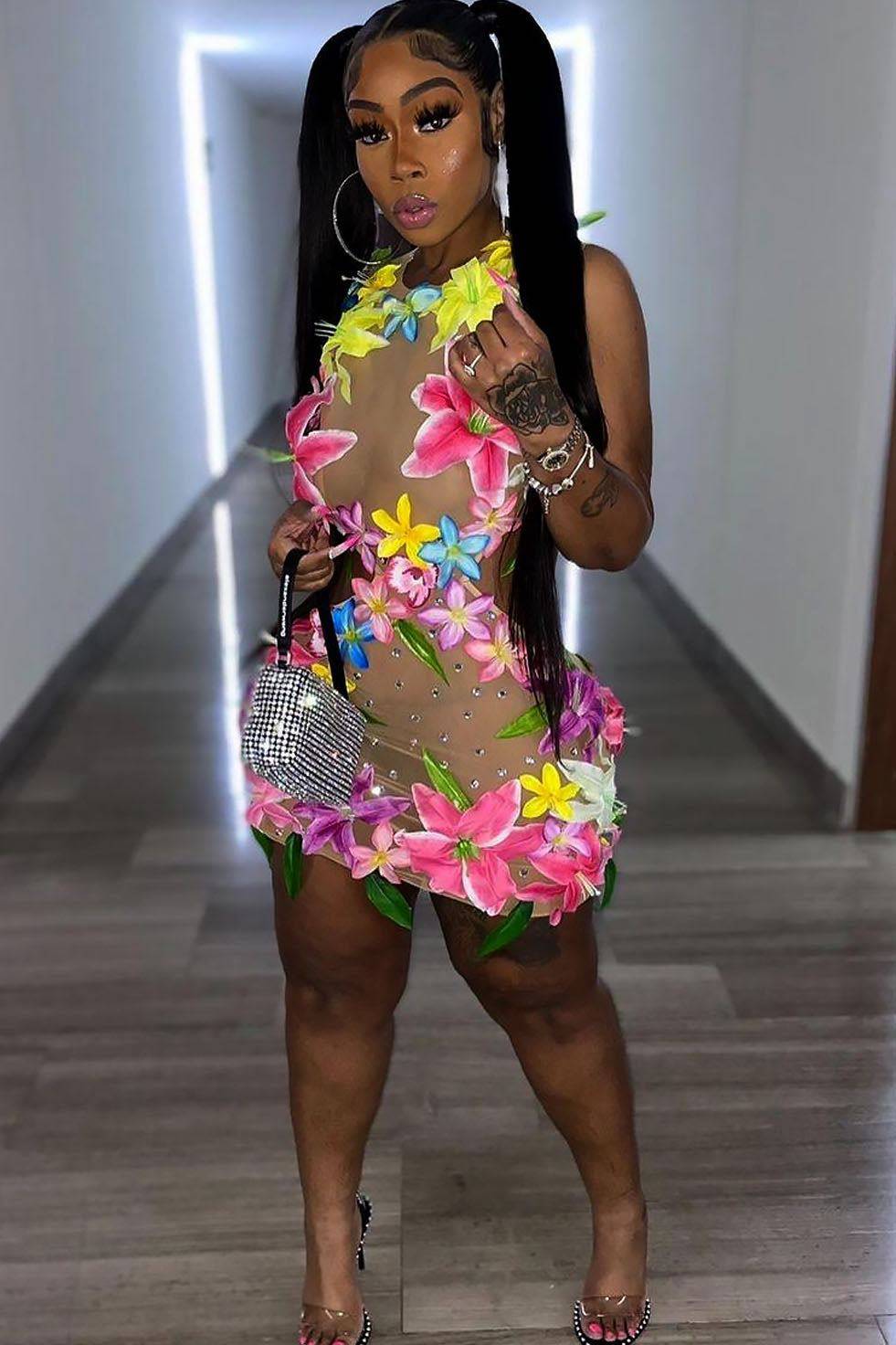Blossom Flower Mesh Dress (Ready To Ship)