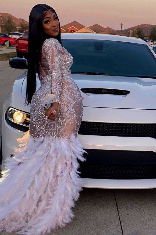 Alist Diamante Feather Dress (Ready To Ship)
