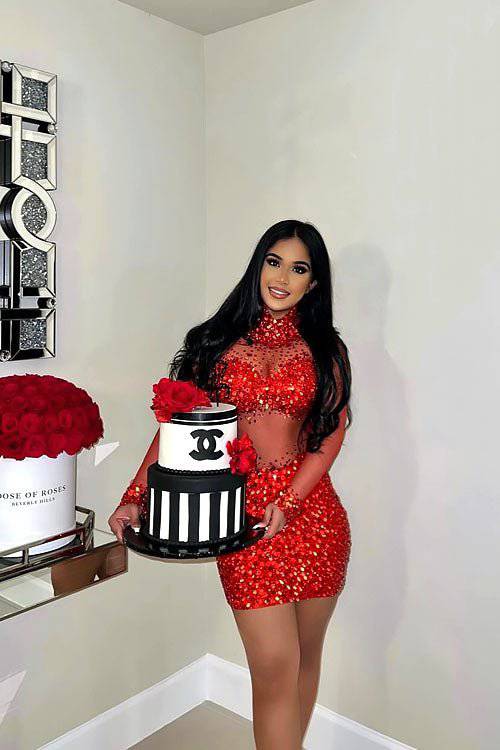 Icon Red Diamante Dress (Ready to Ship)