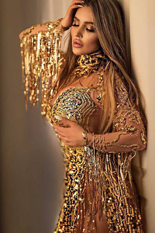 Partition Gold Sequin Dress (Pre-Order)