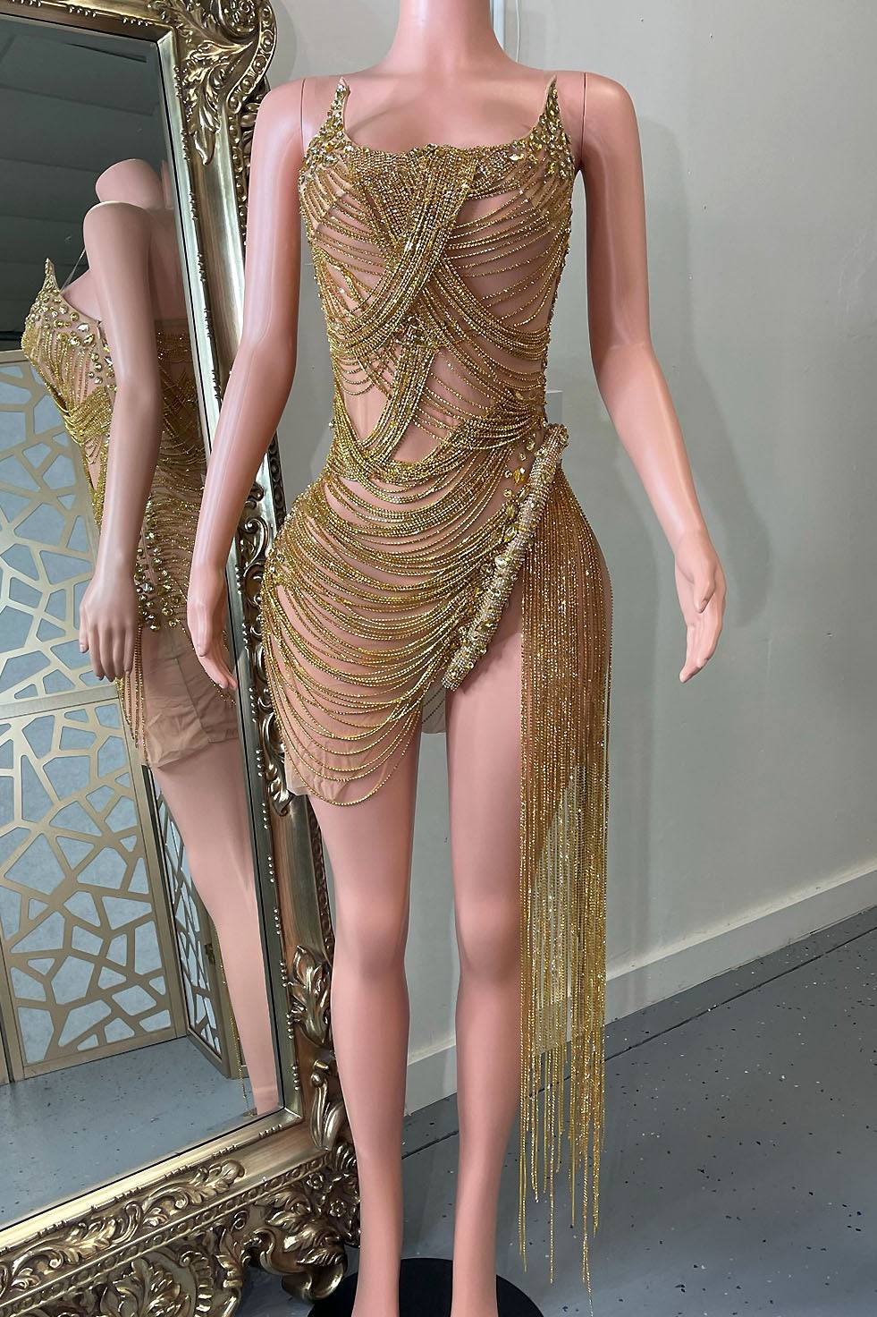 Tilly Diamante Tassel Dress (Ready To Ship)