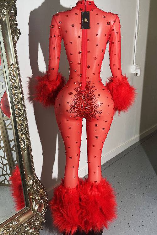 Icey Heart Red Bodysuit (Ready to Ship)