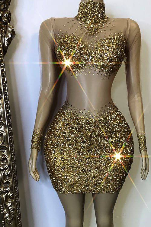 Icon Gold Diamante Dress (Ready to Ship)