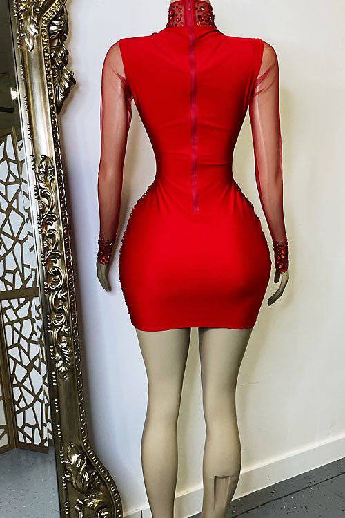 Icon Red Diamante Dress (Ready to Ship)
