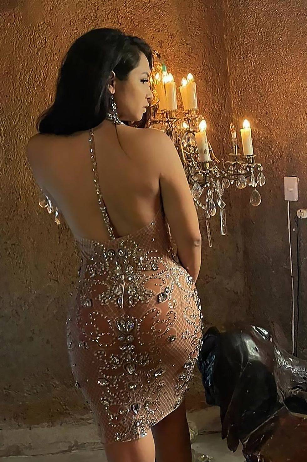 Perla Mesh Diamante Dress Version 2 (Ready to Ship)
