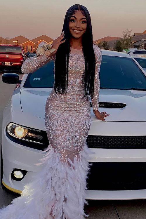 Alist Diamante Feather Dress (Ready To Ship)