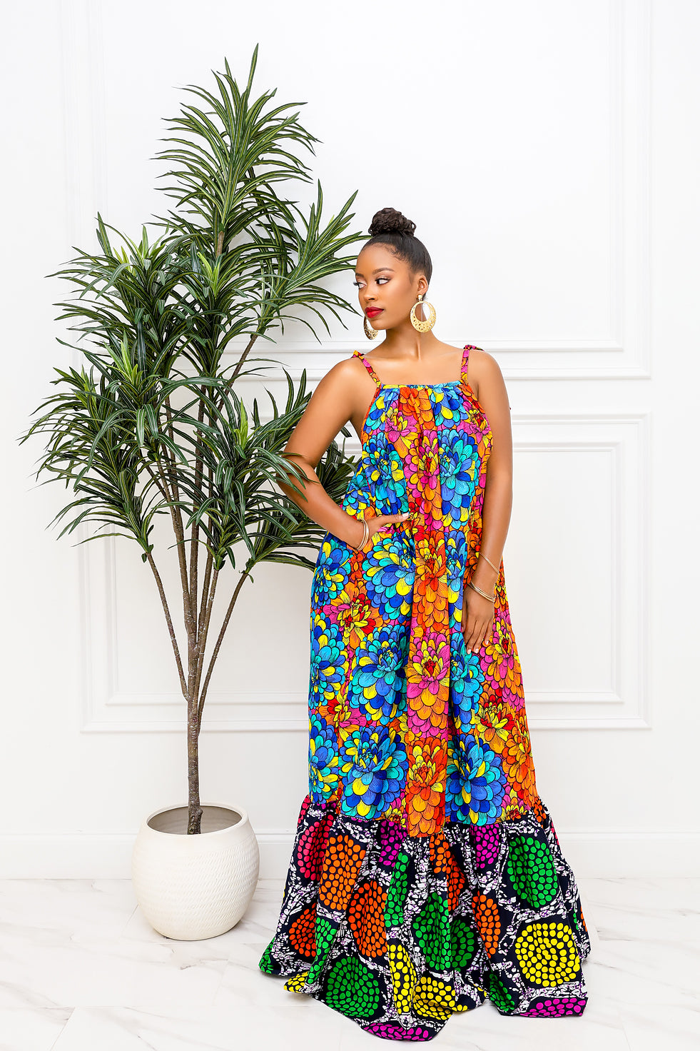 Color Burst Ankara Dress Version 2 (Ready To Ship)