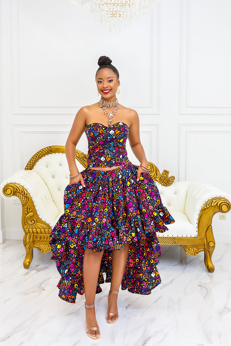 Crowned Queen Ankara Skirt Set(Ready To Ship)
