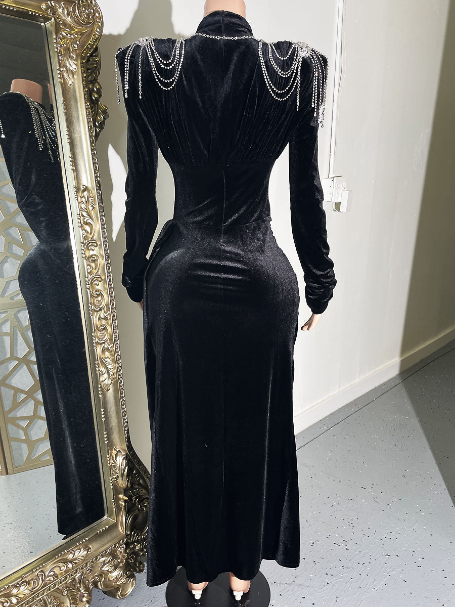 Bridgerton Black Velvet Dress - amekana.mom