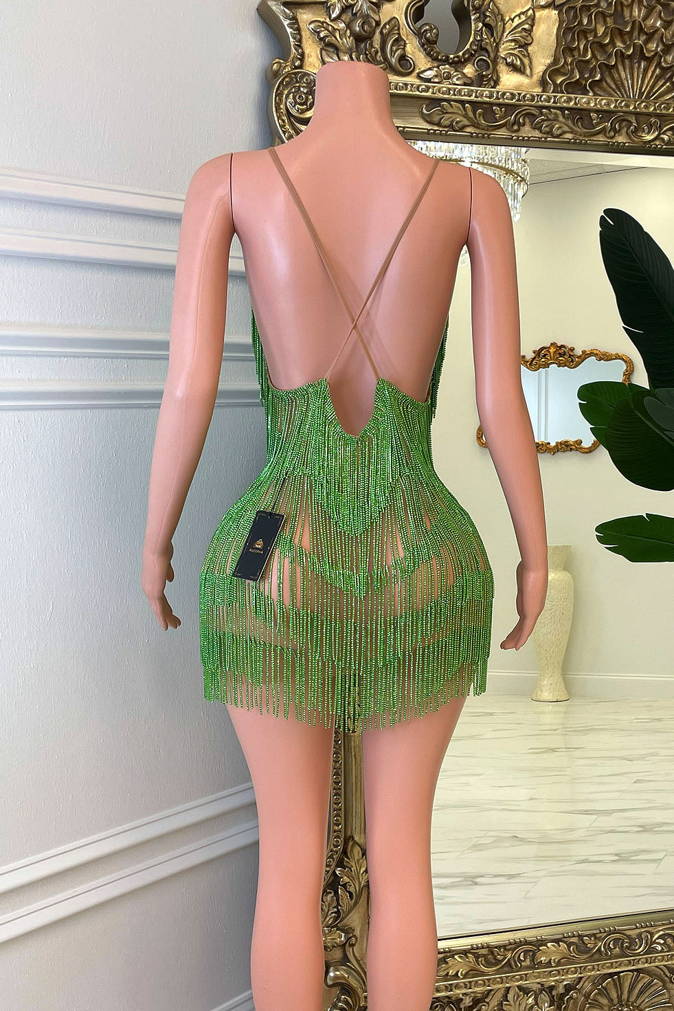 Casino Diamante Tassel Dress (Ready To Ship)