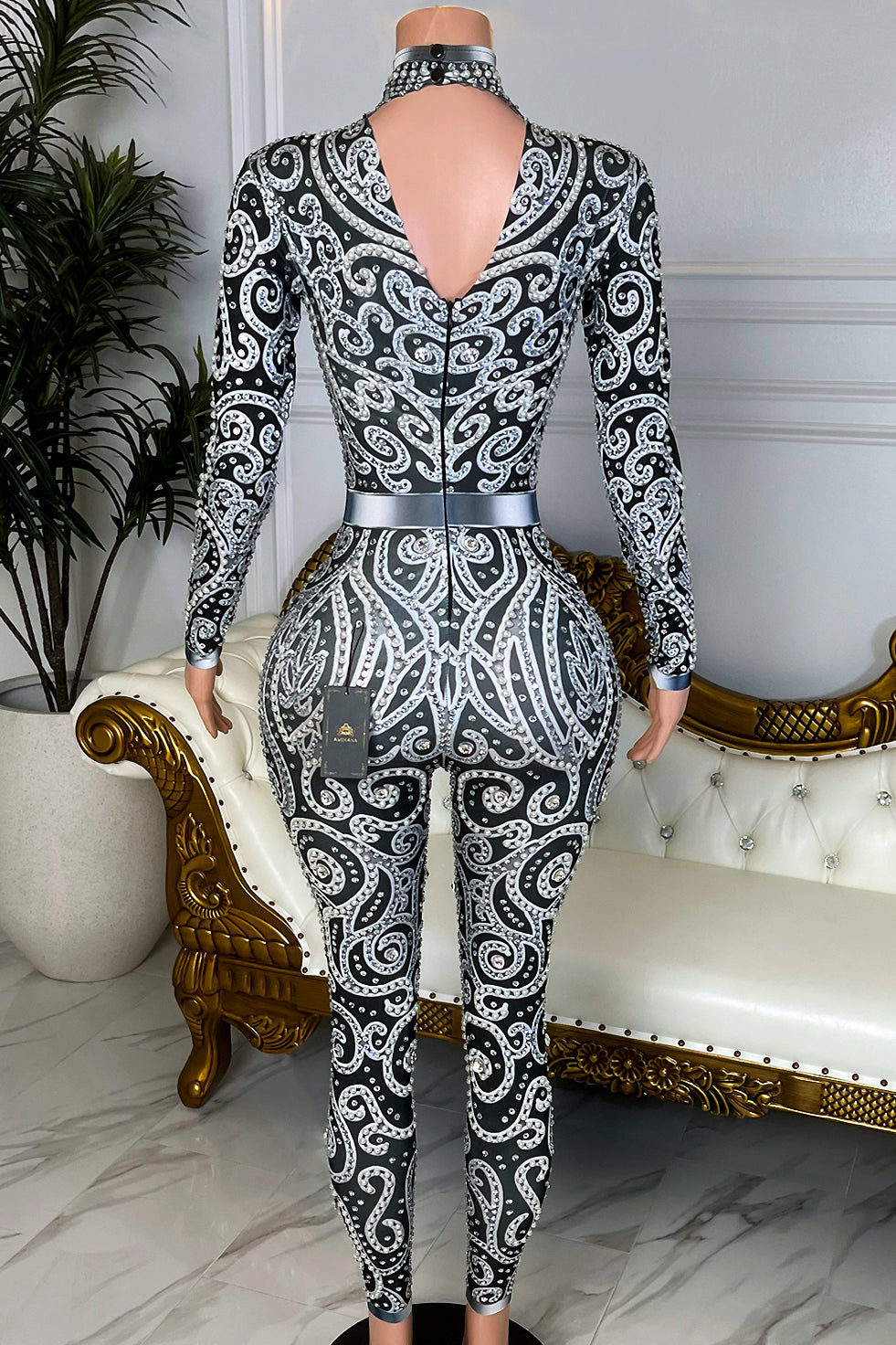 Anything You Want Black Diamante Bodysuit (Ready to Ship)