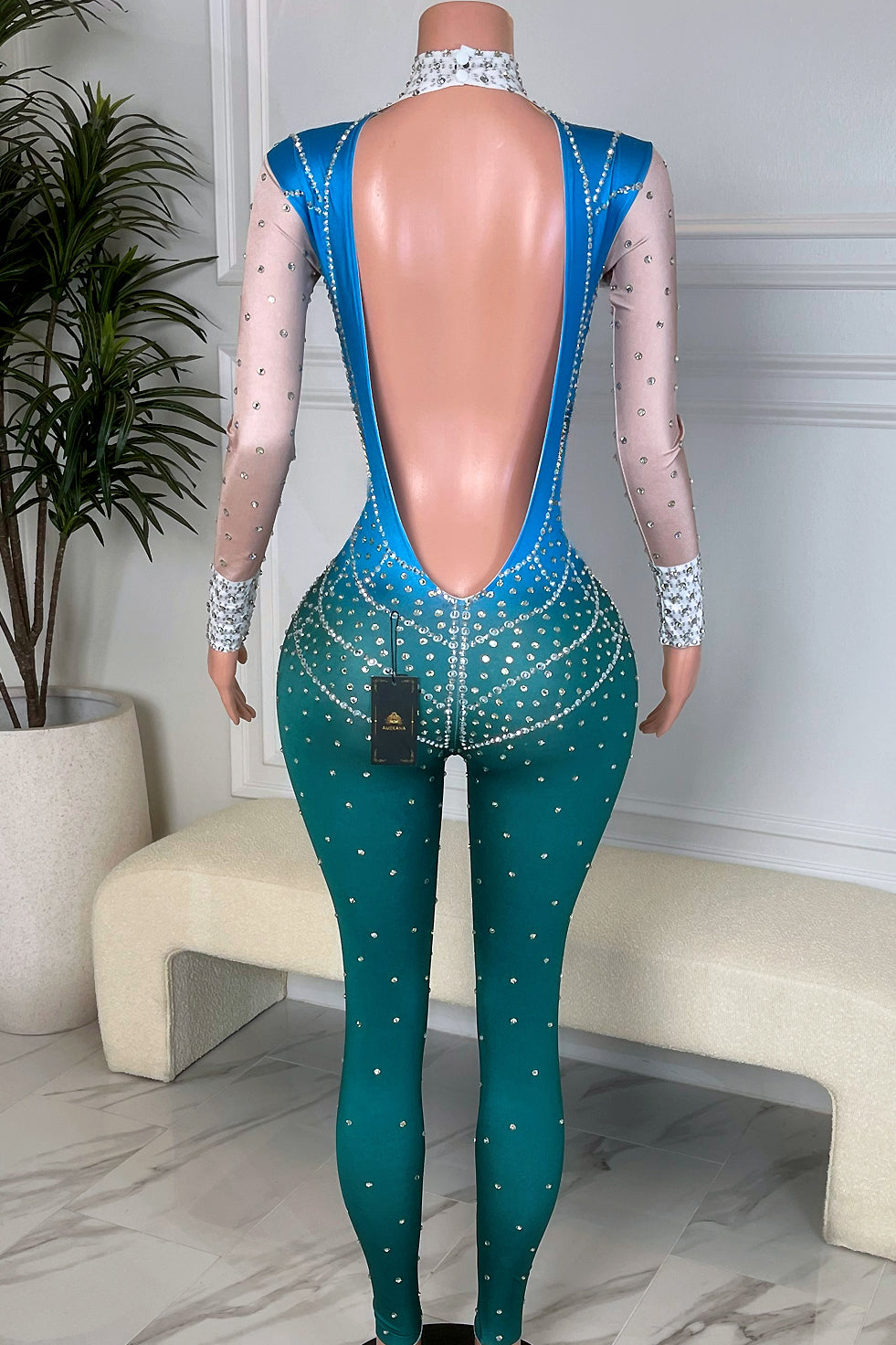 All Night Long Diamante Bodysuit (Ready To Ship)
