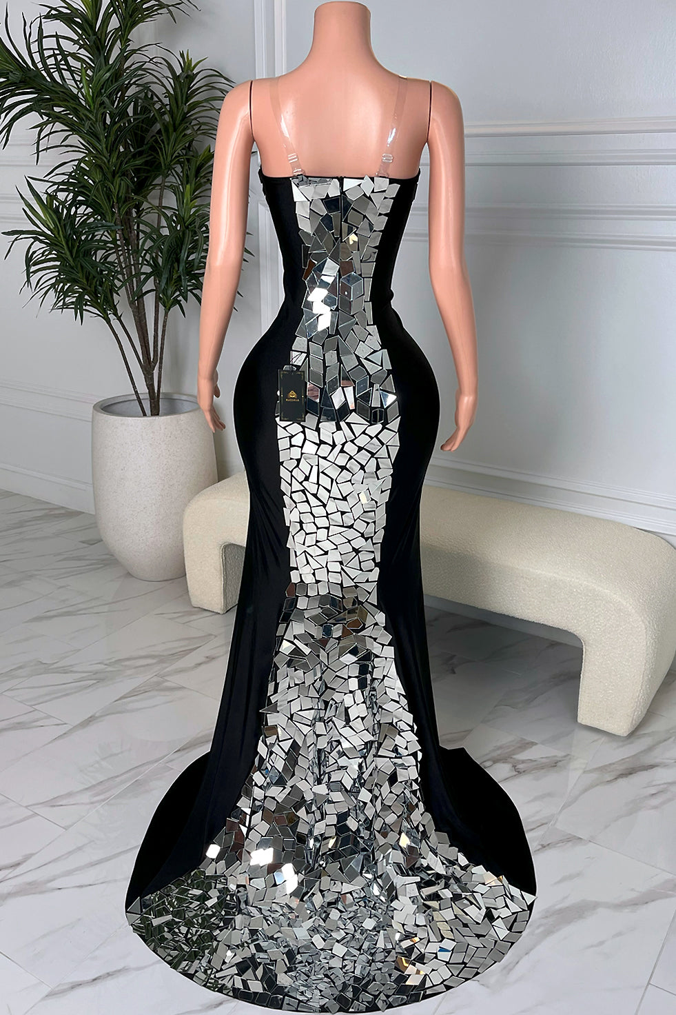 Amelia Mirror Strapless Diamante Dress (Ready To Ship)