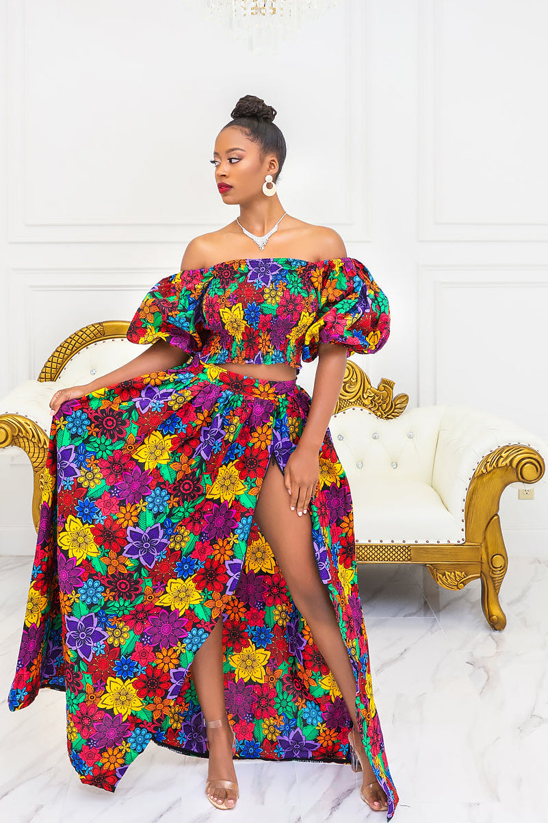 Royal Garden Ankara Skirt Set(Ready To Ship)