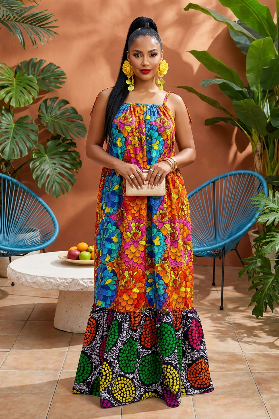 Color Burst Ankara Dress Version 2 (Ready To Ship)