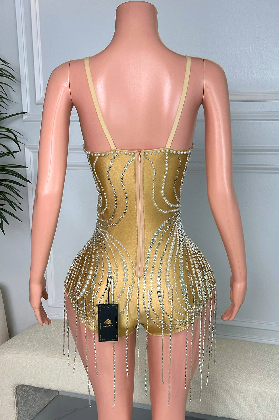 Annie Diamante Tassel Playsuit (Ready To Ship)