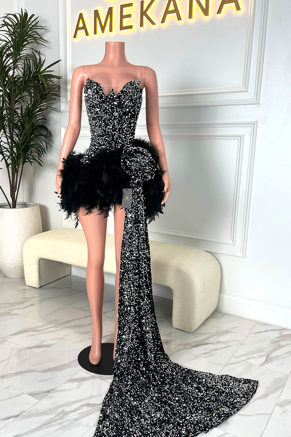 Danica Feather Dress (Ready to Ship)