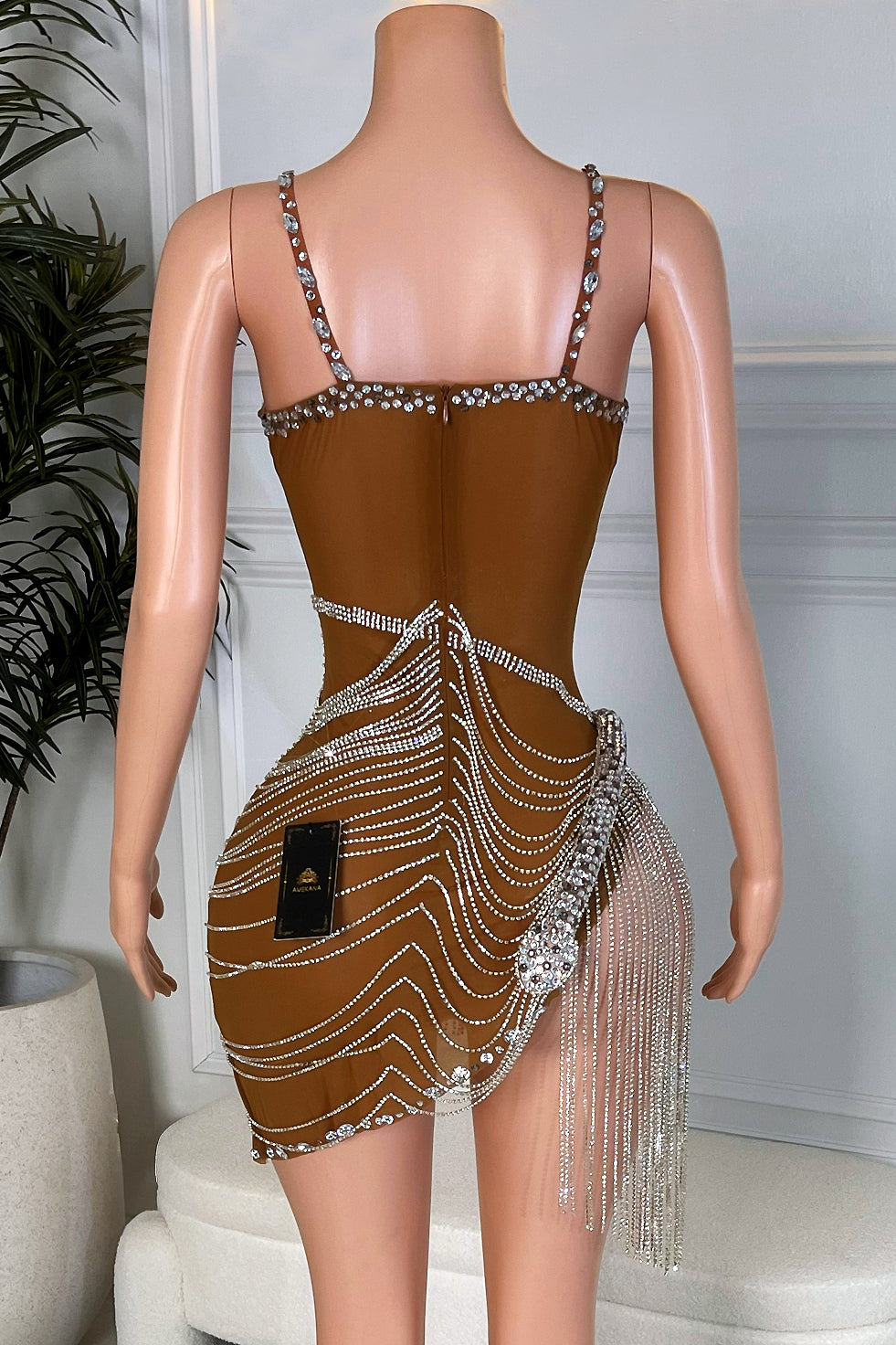 Butter Rhinestone Dress (Ready to Ship)