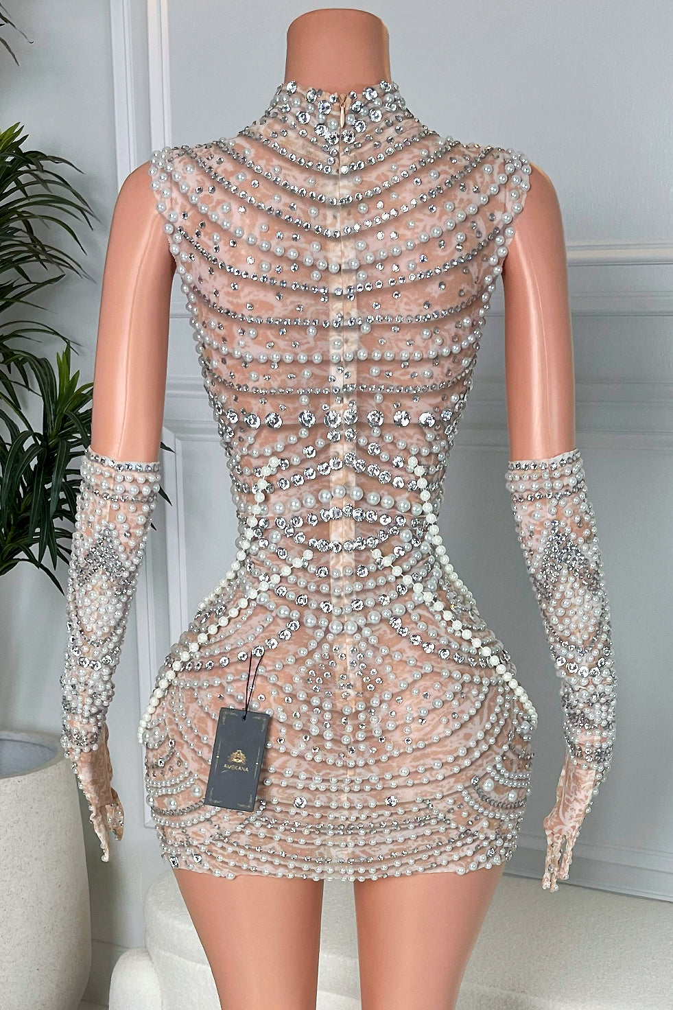 Chantilly Mini Diamante Dress (Ready To Ship)