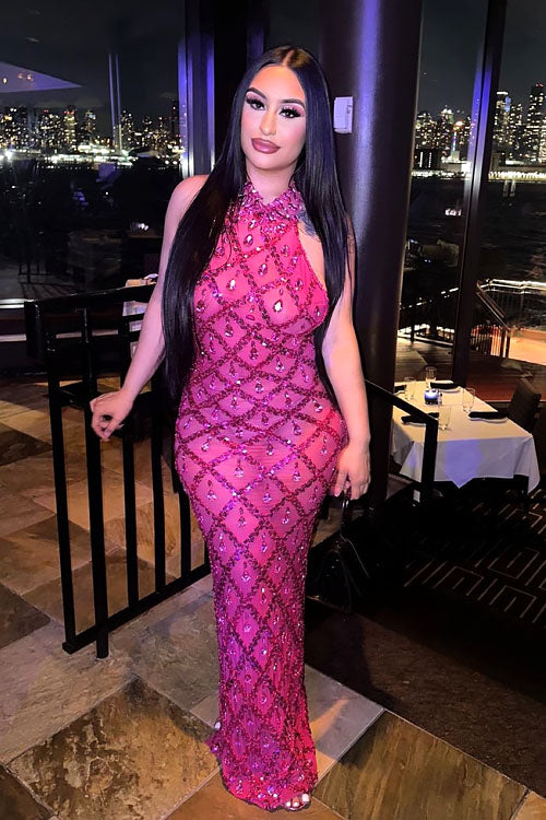 Midnight Pink Rhinestone Dress - amekana.mom