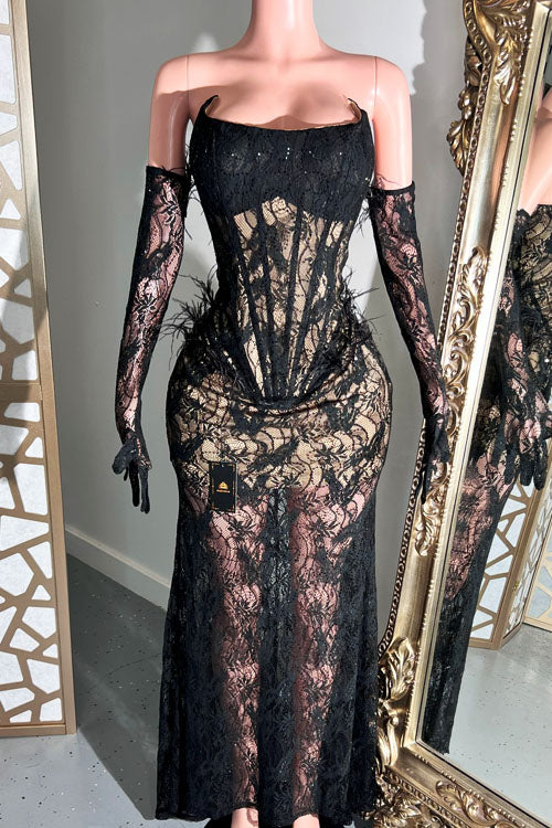 Angelina Black Lace Dress (Ready To Ship)