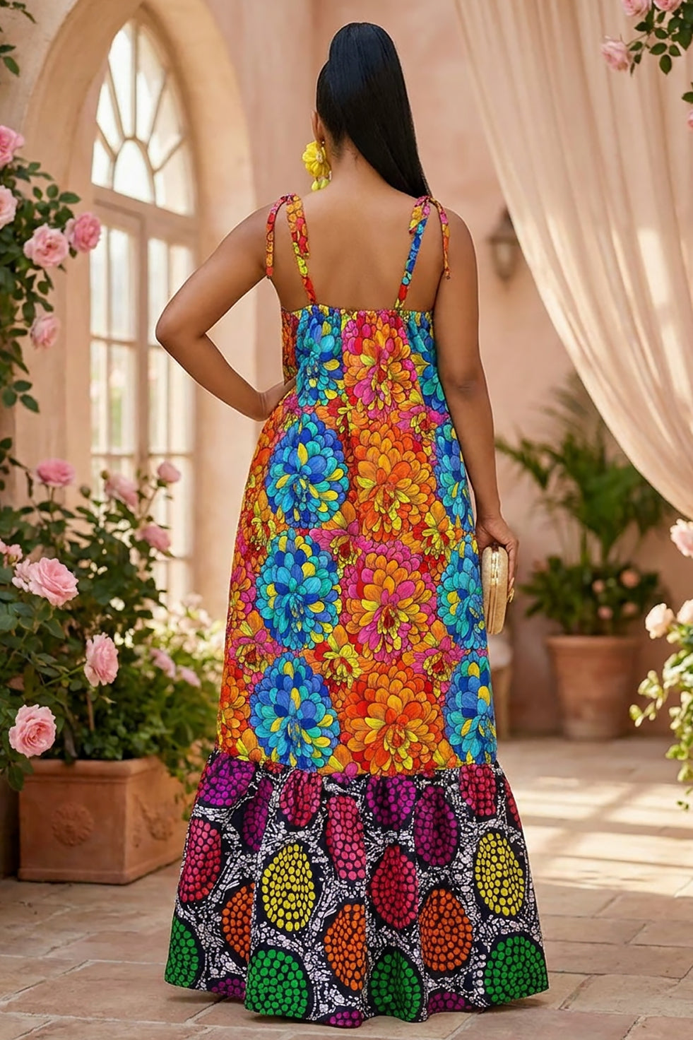 Color Burst Ankara Dress Version 2 (Ready To Ship)