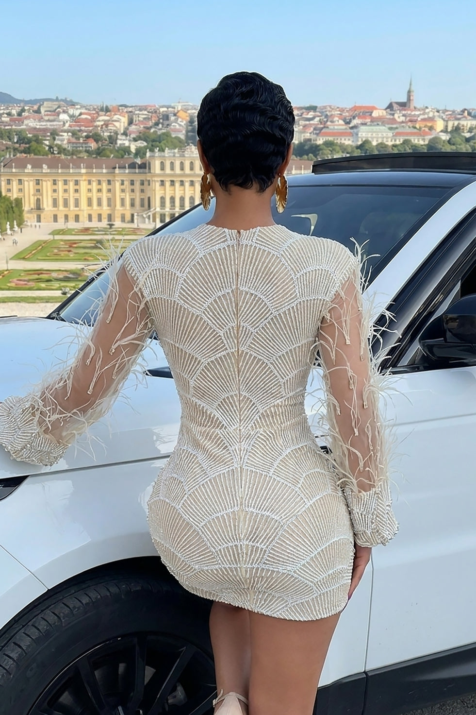 Echo Feather Dress (Ready To Ship)