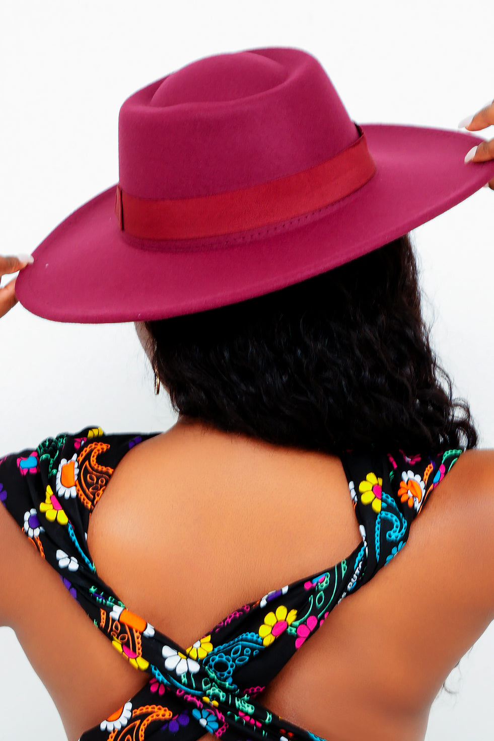 Oshe Burgundy Fedora Hat(Ready To Ship)