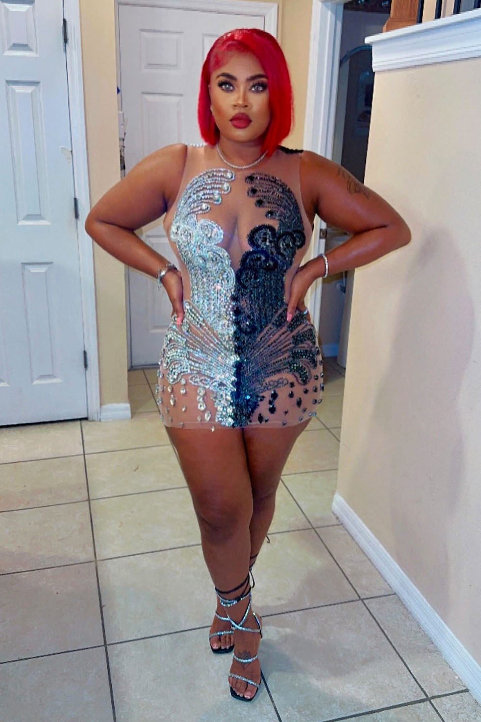 Kiss Diamante Dress (Ready To Ship)