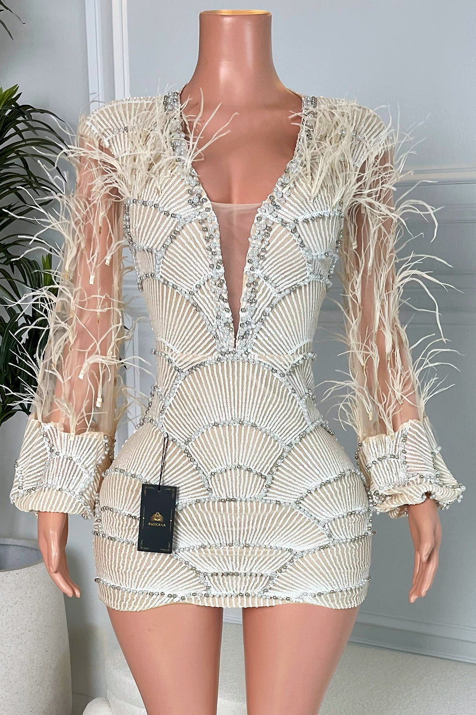 Echo Feather Dress (Ready To Ship)