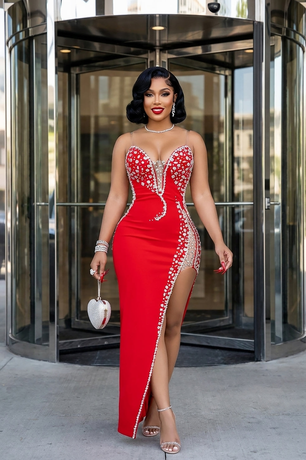 Monaco Diamante Dress (Ready To Ship)