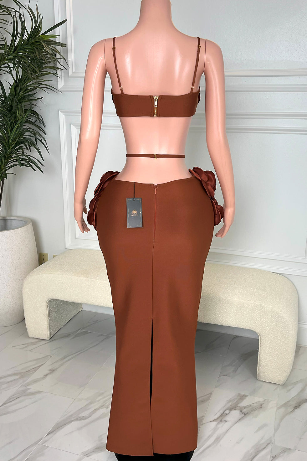 Midnight Garden Brown Skirt Set(Ready To Ship)