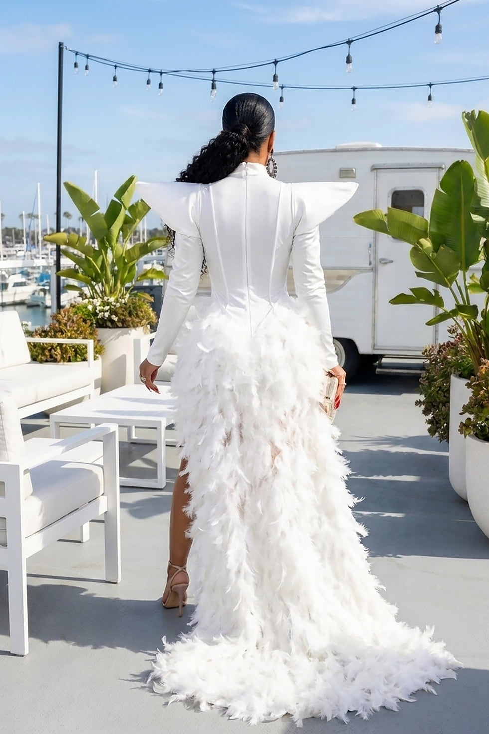 Oscars Feather Dress (Ready To Ship)