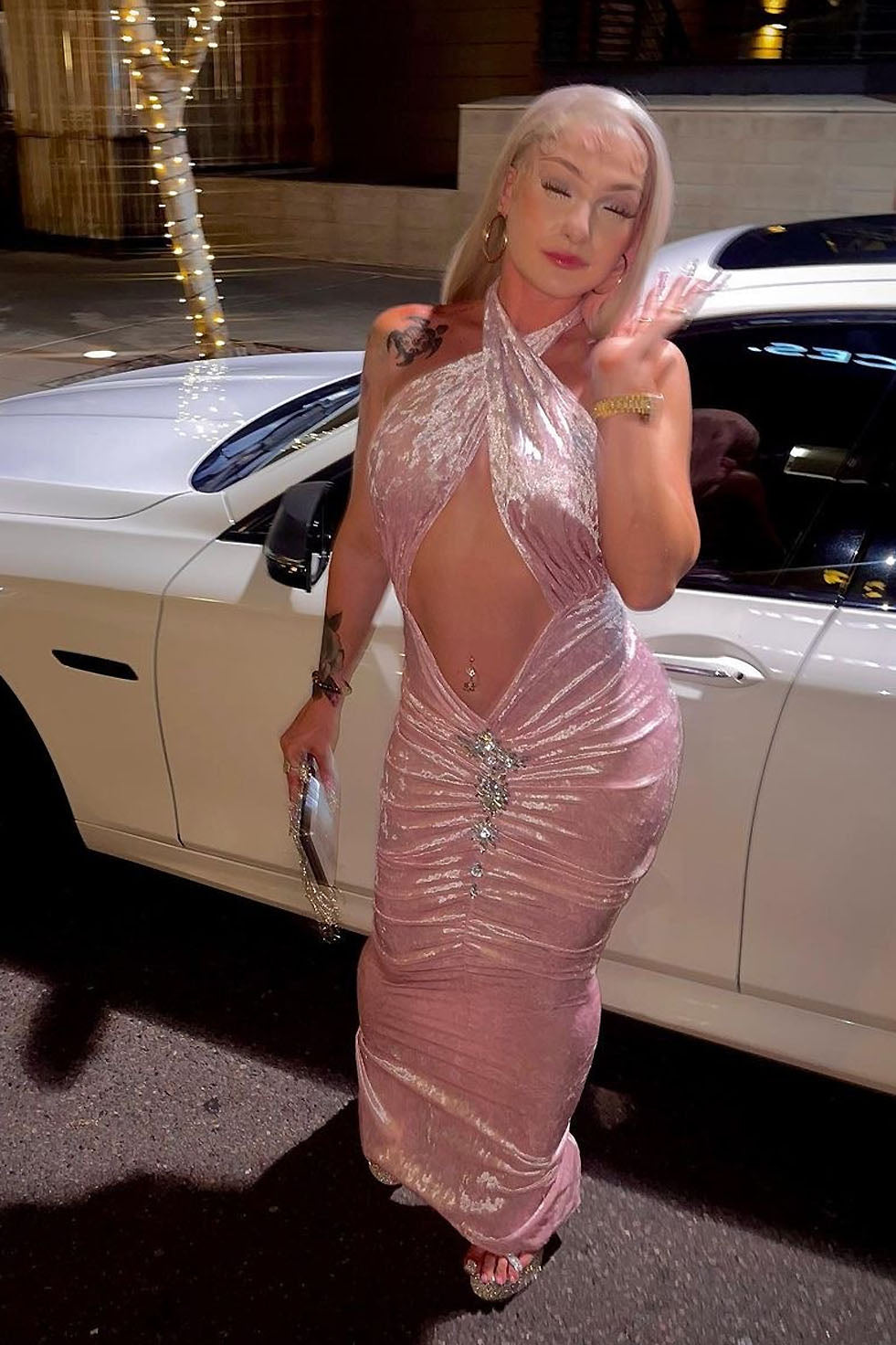 Chrissy Pink Diamante Dress - amekana.mom