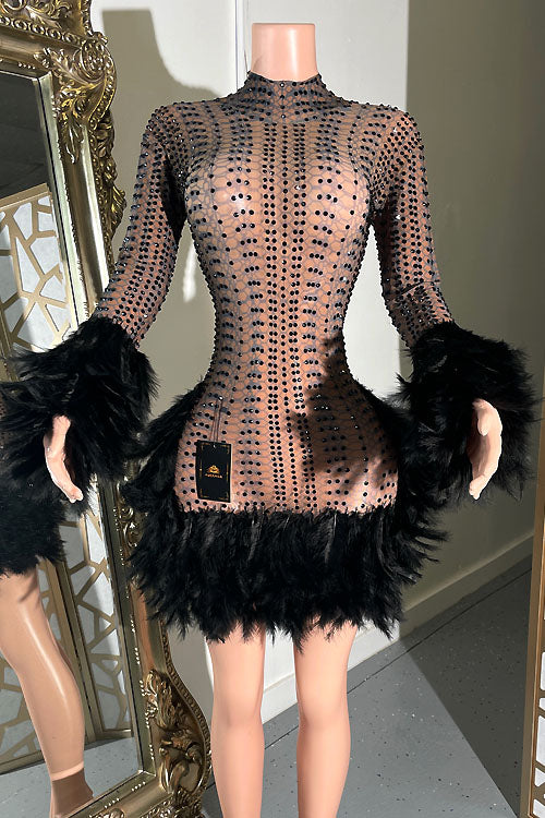 Olivia Feather Dress - amekana.mom