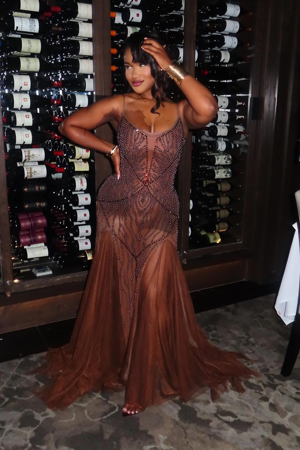 Flirt with Fame Brown Maxi Dress(Pre-Order)