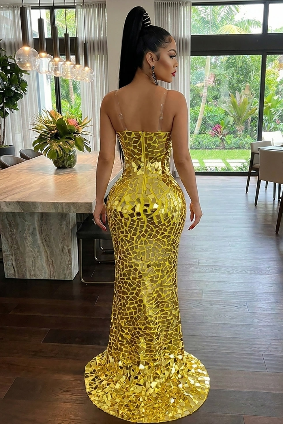 Amelia Yellow Mirror Dress (Pre-Order)