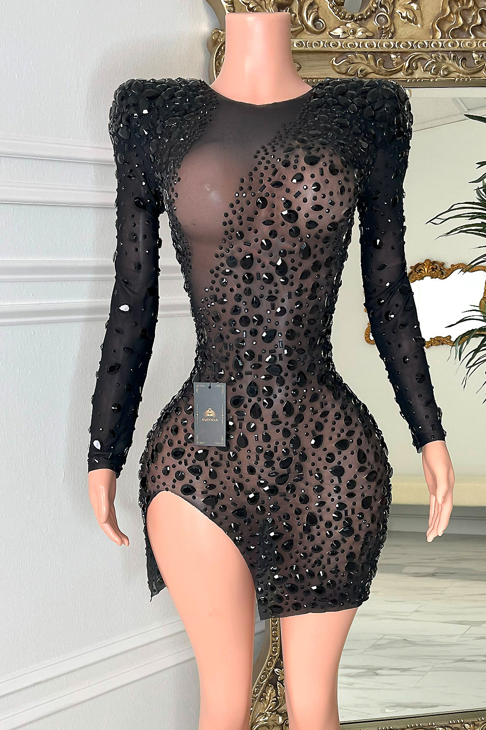 Josephine Black Diamante Dress (Pre-Order)
