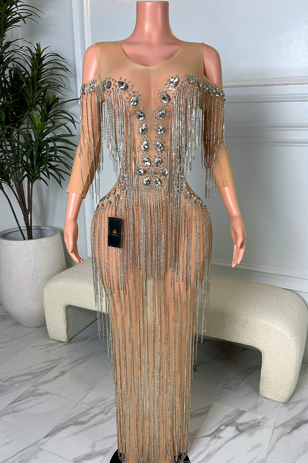 Galaxy Rhinestone Tassel Dress(Ready To Ship)