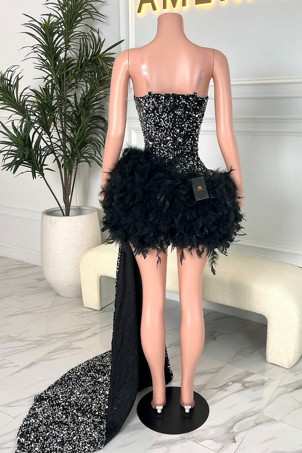 Danica Feather Dress (Ready to Ship)
