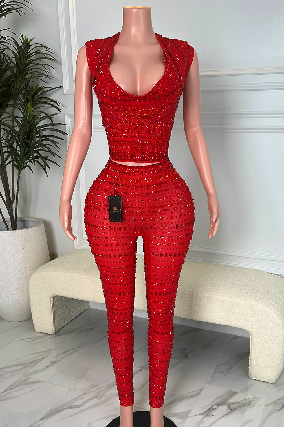 Indira Red Pant Set (Ready To Ship)