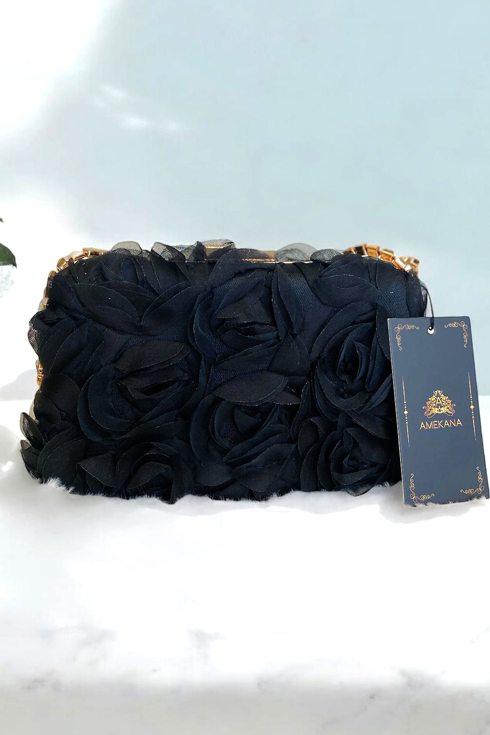 Rosa Black Clutch (Ready To Ship)