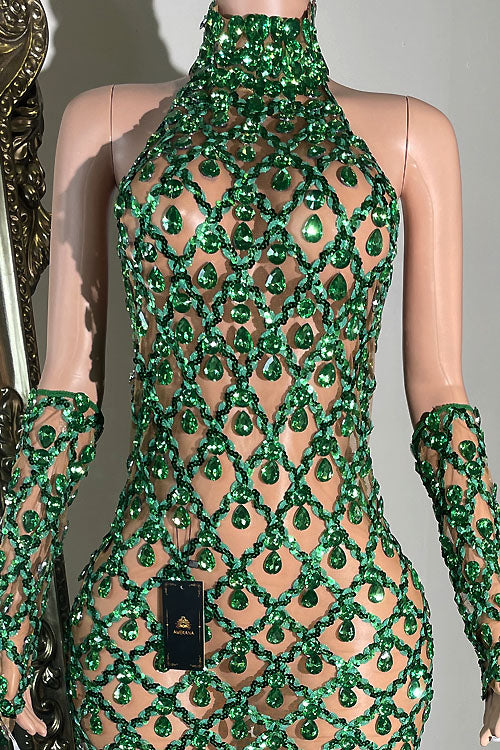 Midnight Mini Rhinestone Dress - amekana.mom