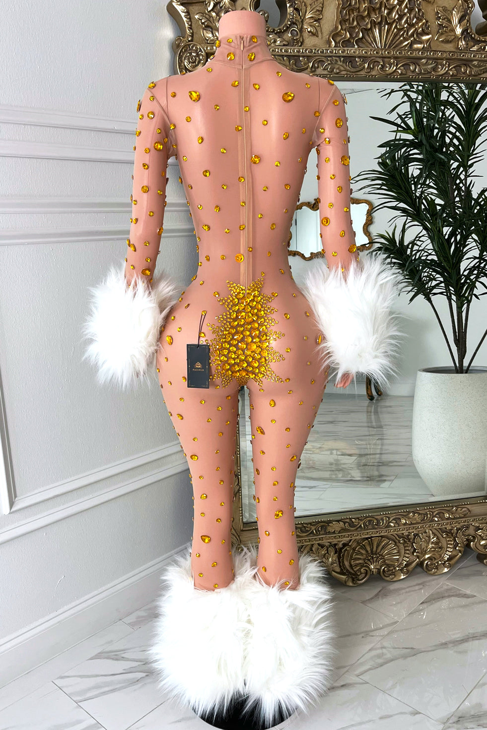 Icey Heart Gold Bodysuit (Ready To Ship)