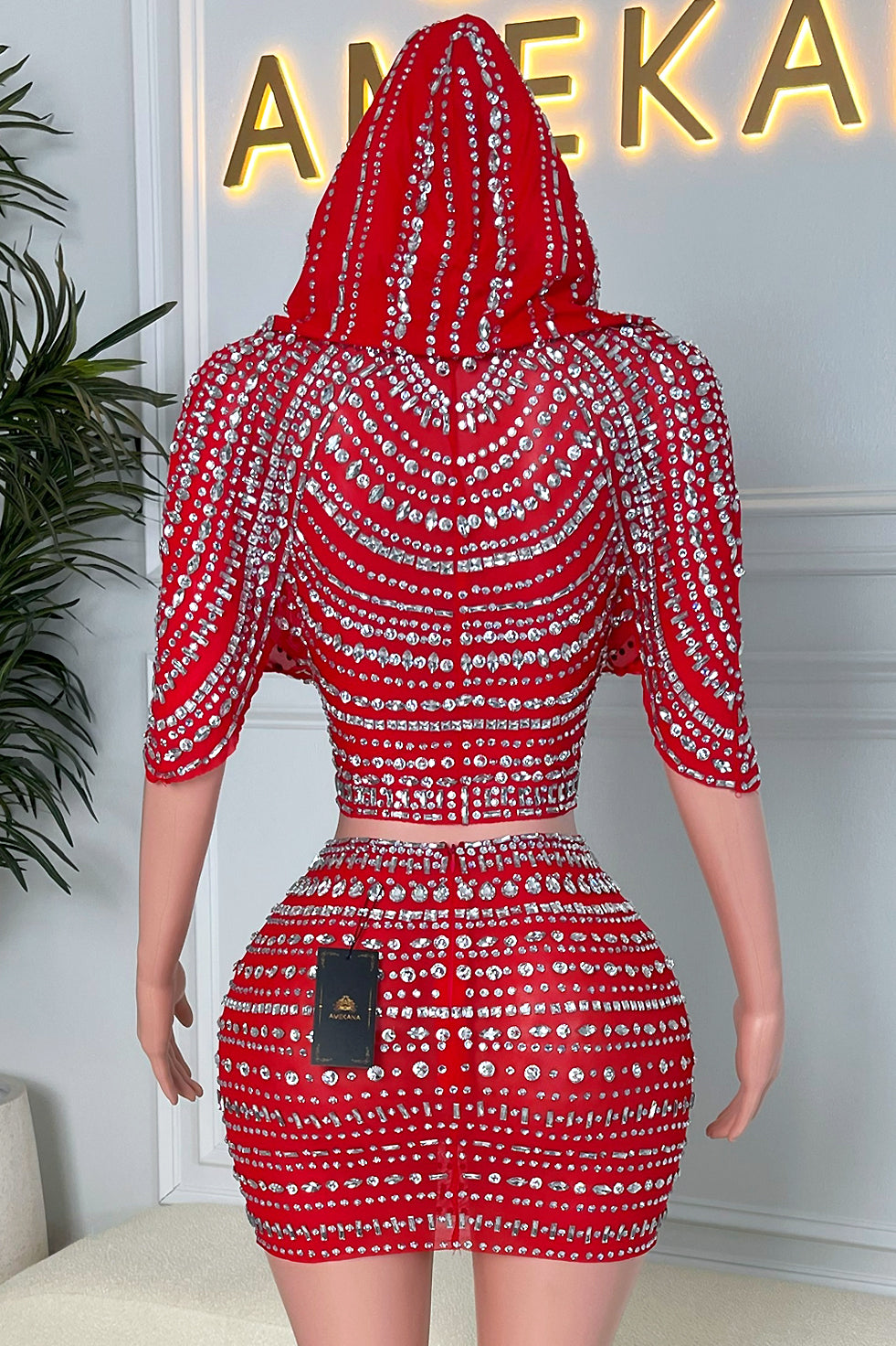Indira Red Skirt Set (Ready To Ship)