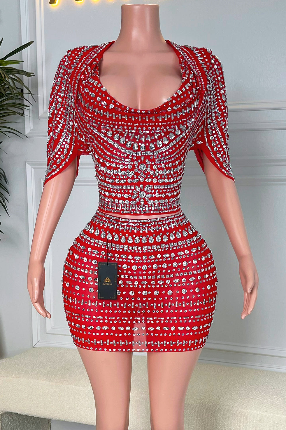 Indira Red Skirt Set (Ready To Ship)
