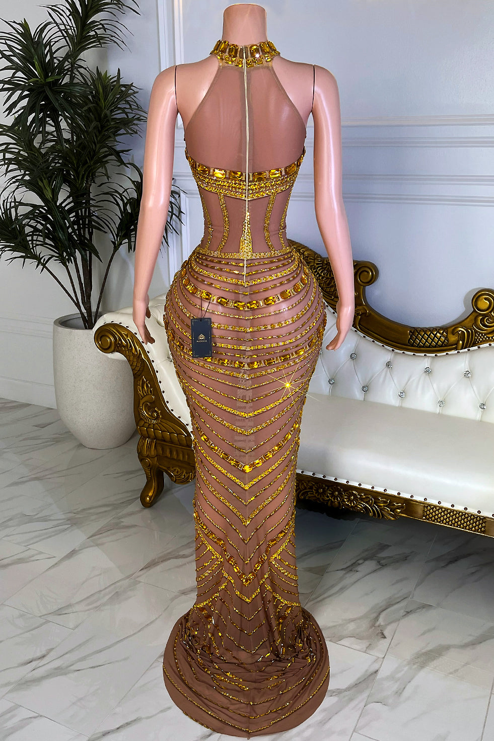 Iska Gold Maxi Dress (Ready To Ship)