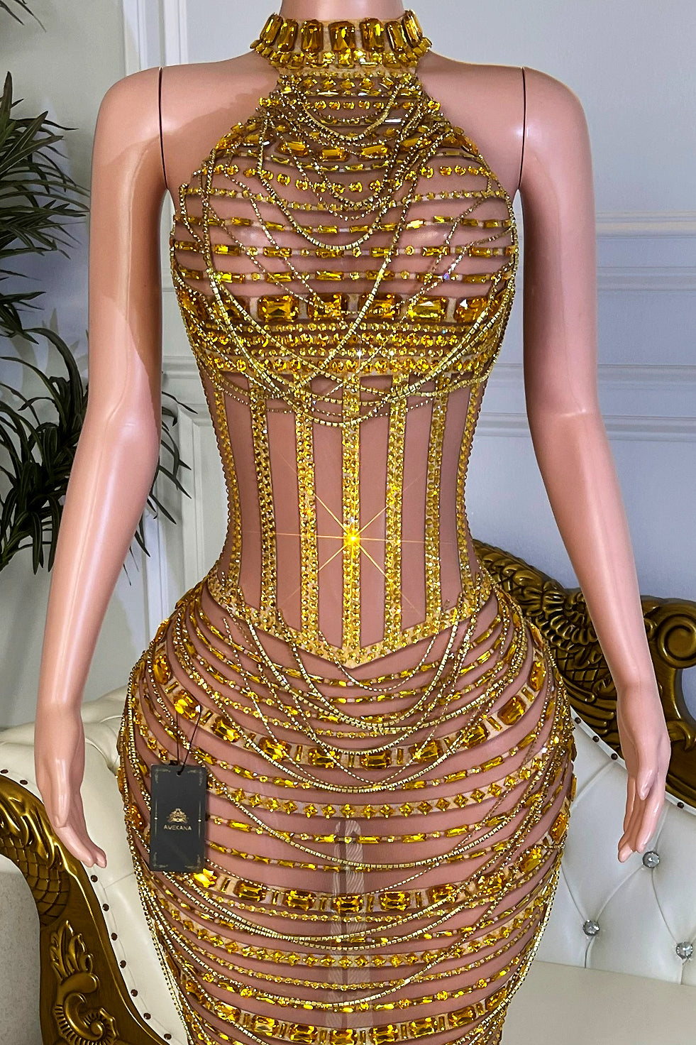 Iska Gold Maxi Dress (Ready To Ship)