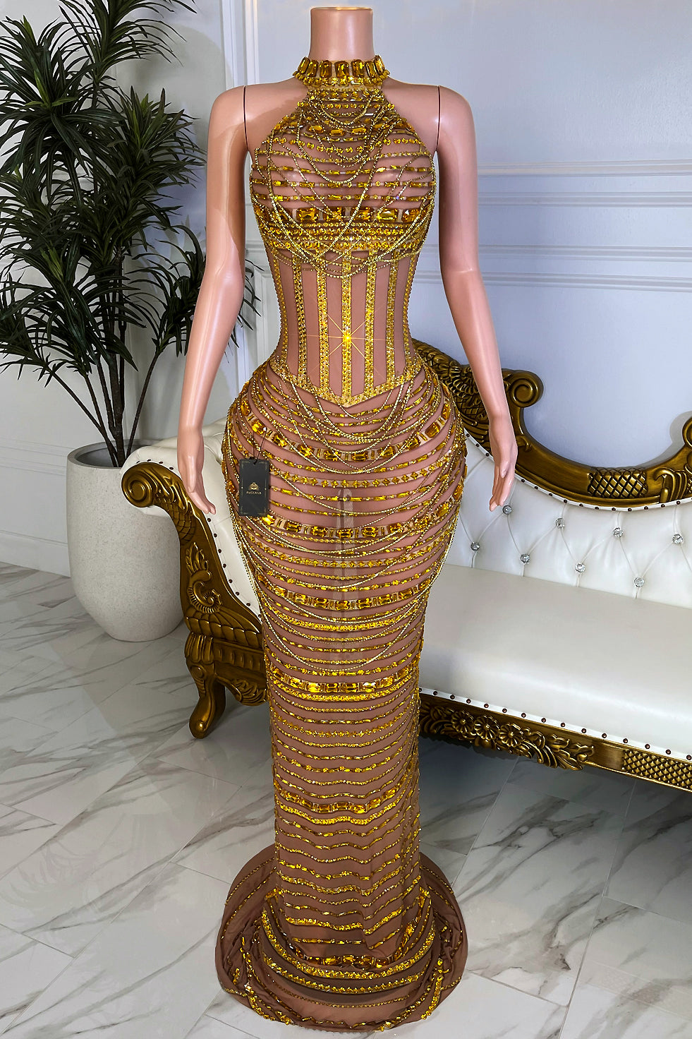 Iska Gold Maxi Dress (Ready To Ship)