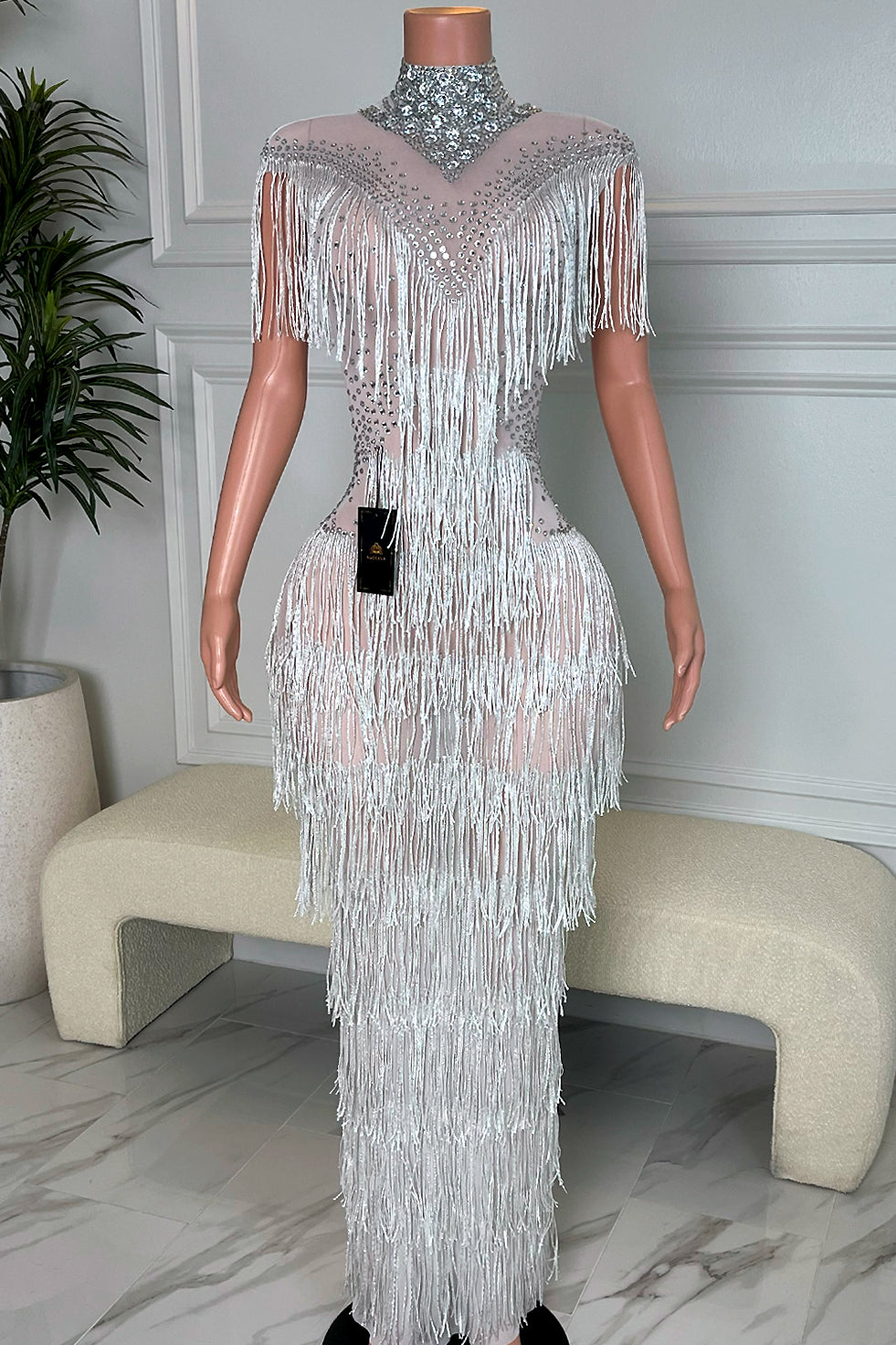 Kally White Tassel Dress(Ready To Ship)
